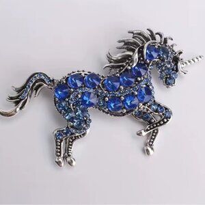 Fantasy Unicorn Pink Crystal Accent Brooch